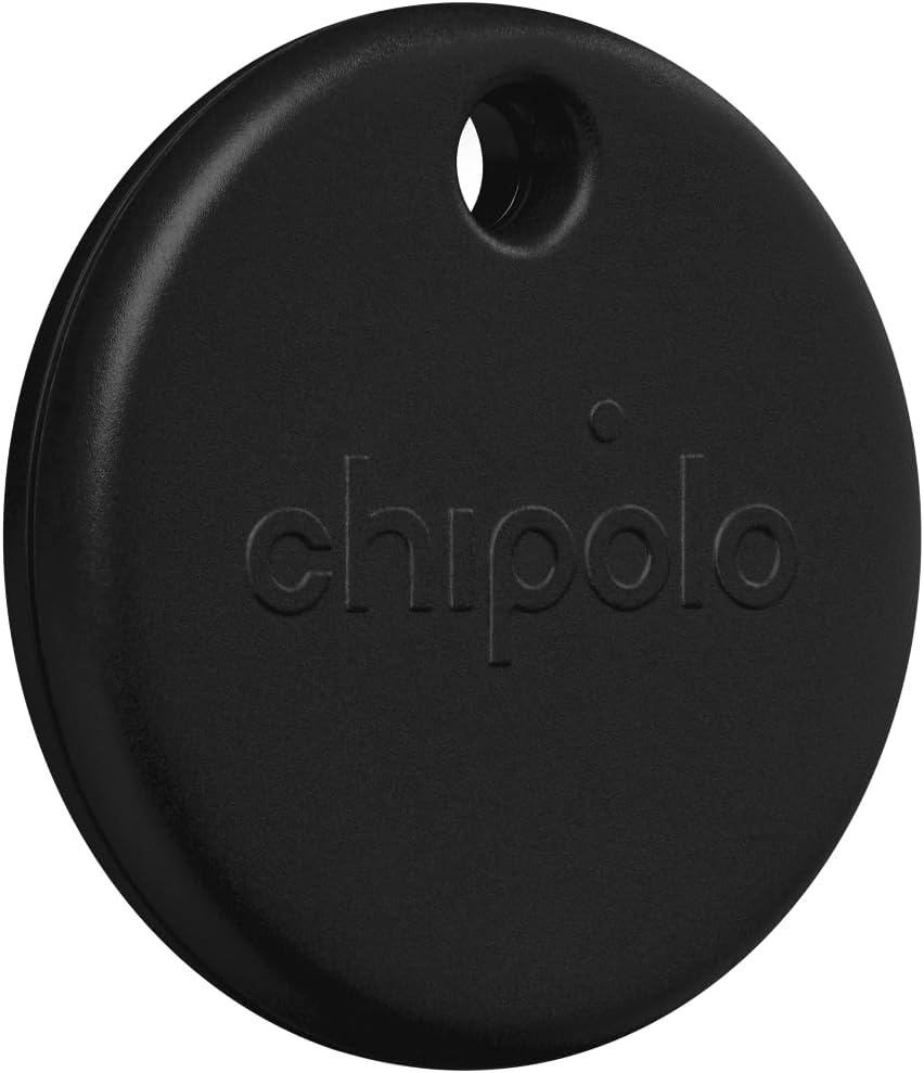 POP Tracker Tag - Colorful, Compatible, Loud Bluetooth Tracker with Call Your Phone & Out of Range Alert, Works with Apple Find My or Google's Find My Device (Black)