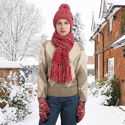 Winter Warm Beanie Hat Scarf And Touchscreen Gloves Set For Womens Skull Caps Neck Scarves With Fleece Lined For Men #TOP5