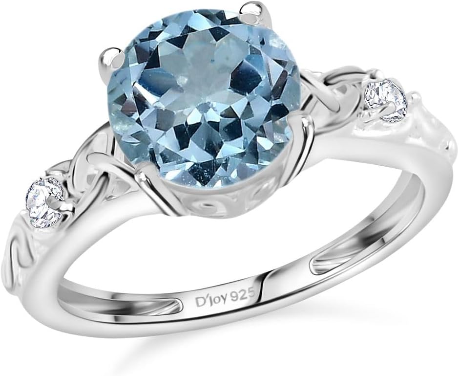 Shop LC Beautiful Engagement Promise Rings for Women Blue Topaz Stone 925 Sterling Silver Love Birthstone