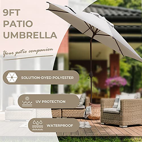Abba Patio 9Ft Patio Umbrella Outdoor Umbrella Table Market Umbrella With Push Button Tilt And Crank For Garden, Lawn, Deck, Backyard & Pool, Beige #TOP3