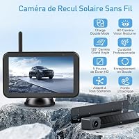 Solar Rückfahrkamera Kabellos, 5" Digital Rückfahrkamera Set 1080P Monitor, mit eingebautem Funksender, Wireless Einparkhilfe, IP66 Wasserdicht Rückfahrkameras für Auto, LKW, Van, SUV, Wohnmobil – Ansicht 2