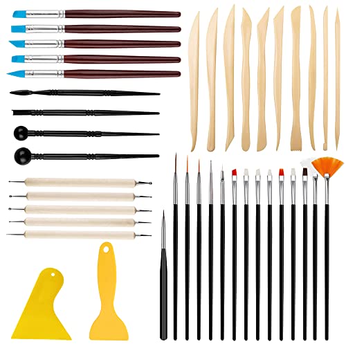 clay tool starter set - 41PCS Pottery Clay Sculpting Tools,Polymer Clay Starter Kit,Yucool Clay Sculpting Tools Carving Modeling Tools Set for Embossing Art, Coloring, Nail Art,Pottery Painting