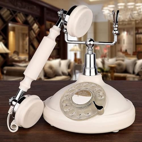 Retro Corded Landline Phone, Telpal White Classic Vintage Old Fashion Telephone For Home & Office, Wired Antique Home Phone Gift For Seniors (Rotary Dial Button) #TOP5