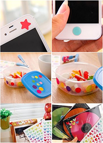 Yueton 18 Sheets Colorful Heart Shape, Round Dots And Star Pattern Color Coding Labels Stickers #TOP6