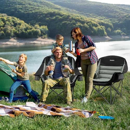 Youtanic Oversized Camping Chair, Portable Folding Camping Chairs with Side Pocket, Cup Holder and Carry Bag, Heavy Duty Outdoor Camping Chairs for Adults, Fishing, Sports, Trip, up to 400lbs, Style 4 - view 1