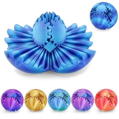 Image of Gear Ball 3D Printed Cube Fidget Toy,Gear Sphere Fidget Toys,Sensory Toys for Stress and Anxiety Relief, Desk Toy Fidget Spinners,Stocking Stuffers for Adults & Kids Gift (Aurora Blue, 3.1 Inch)