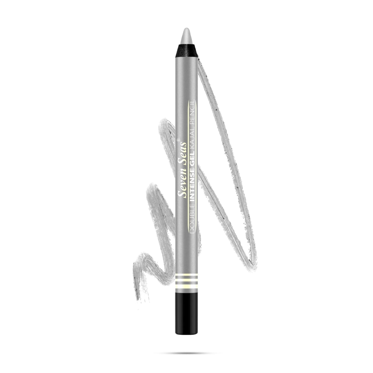 Double Intense Non Transfer Gel Matte Kajal Longwear Eye Pencil | Long Stay | Smooth One Stroke Application | Intense Color Pay Off | Soft Blendable Formula | With Sharpener (Silver) SH-7711-SS-image-46
