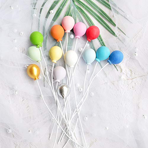 Ercadio 12 Pack Balloon Cake Toppers Resin Round Shape 3D Balloons Cupcake Picks Baby Shower Girls Boys Birthday Wedding Party Cake Decoration Supplies Mixed Colors #TOP3
