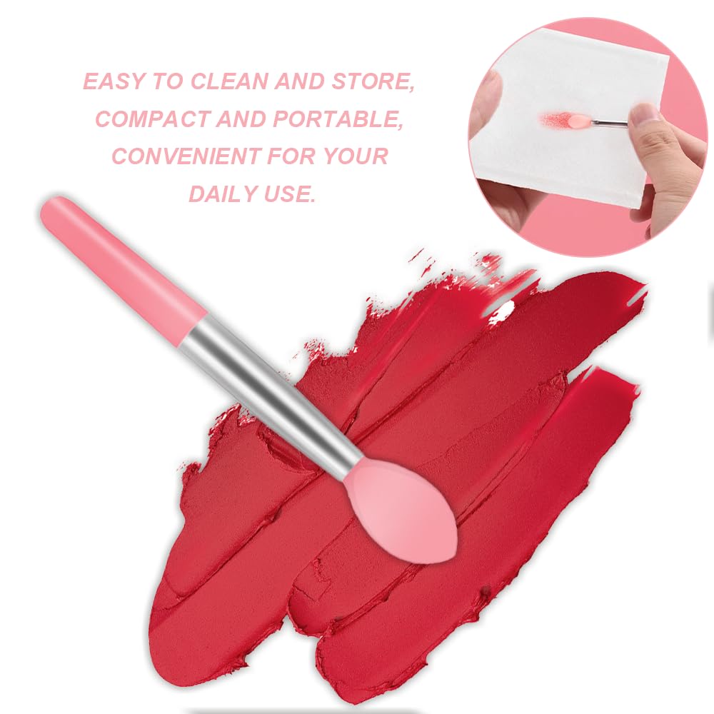 Pennello per labbra in silicone, 4 pezzi applicatore per rossetto, pennello per trucco in silicone, mini pennello per trucco, bastoncini portatili per lucidalabbra in polvere, bianco