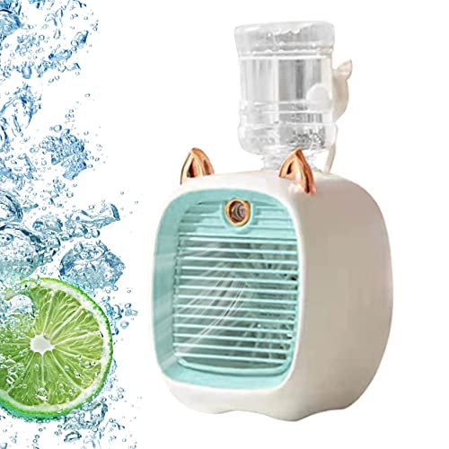 Climatiseur, mini refroidisseur d'air avec réservoir d'eau de 270 ml, USB Chargement de refroidisseur d'air évaporatif à 3 vitesses, refroidissement personnel silencieux, bureau pour le bureau à domi
