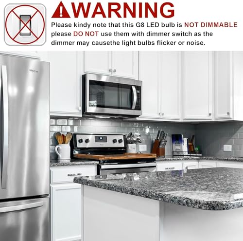 Image of G8 LED Bulb 3W, WB25X10019 Halogen Bulb 20W Replacement for GE Microwave Oven Light, T4 JCD Type G8 Bi-Pin Base, 120 Volt, Daylight White 6000K, 2-Pack