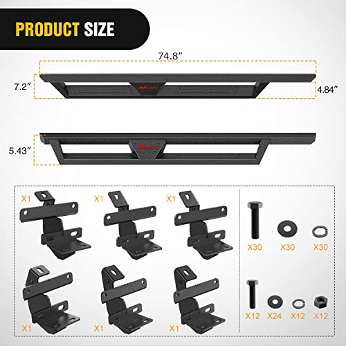 Image of Nilight Running Boards for 2021 2022 2023 2024 2025 2026 Ford Bronco 4 Door Dual-Stage Textured Black Powder Coated Slip-Proof Side Step Nerf Bars