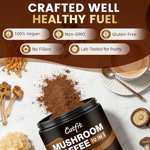 Catfit Instant Mushroom Coffee Powder 5 64 Ounce - image 8