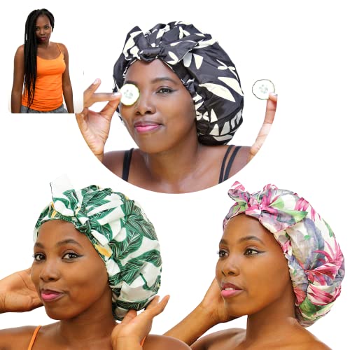 TTAT Shower Cap Extra Large for Braids, Dreadlocks, Locs, Afro, Coily, and Long Hair, Waterproof, Mould Resistant, Reusable, Adjustable, Great for Home, Spa, Conditioning, Self Care, Hotel & Salon