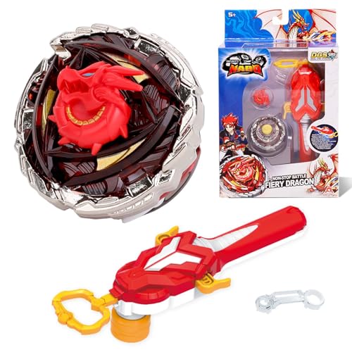 INFINITY NADO Toupie avec Lanceur magnétique, toupies en métal, toupies pour Enfants garçons Filles 5 6 7 8 9 10 11 12 Ans, Fiery Dragon