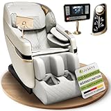 Juskys Massagesessel Naxos, elektronisch mit LCD-Bedienfeld, USB, Bluetooth, Airbags, Rollenmassage, Wärmefunktion, Fußverlängerung & Timer – Weiß/Hellgrau