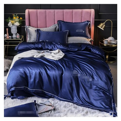 QTANZIQI Cubiertas de edredones Modernos Juez de Ropa de Cama de Seda Cubierta de edredón Doble satén Suave de 4 Piezas Cubierta de edredón Juego de Lino de Cama de Cama de lecho de Hoja Plana para
