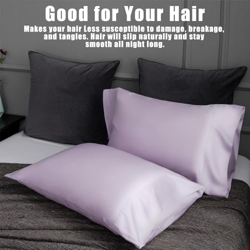 Image of TELUS Pillow Cases Queen Size 2 Pack, Bamboo Rayon Cooling Pillowcases with Envelope Closure, Cool Breathable Pillow Case for Hot Sleepers & Night Sweats, 20x30 inch, Purple
