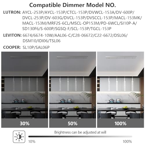 Image of Kitchen Island Lighting Modern Light Fixture Chrome Pendant Light Dimmable LED Chrome Finish Mini Crystal Pendant Lights for Dining Room Living Room（4-Light）