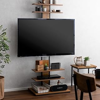 エア・リゾーム テレビ台 テレビスタンド 壁掛け風 壁面 壁寄せ テレビボード おしゃれ 壁掛け風つっぱりテレビスタンド MOLLY(モリー) (ライトブラウン×ブラック, ワイドタイプ)