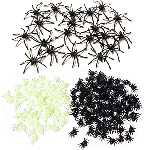 Mini Plastic Spider, 170 Mini Fake Black Spiders Funny Halloween Decorations for Kids Adults Halloween Props