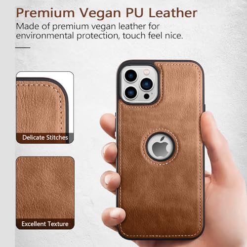 Image of KARWAN️ Genuine Leather Finish iPhone 15 Pro Back Cover Case |Shockproof Design |Raised Edges for Camera & Screen Protection |Super Soft - Touch |Leather Case for iPhone 15 Pro - Brown