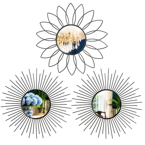 3 Pack Metal Mirror for Wall Cute Sunburst Wall Mirror Home Decor Accent