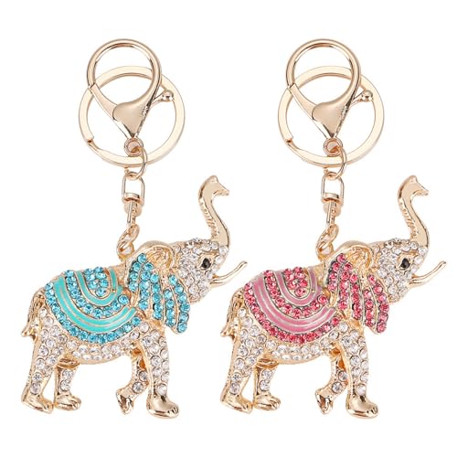 2 Pièces Petits Porte-Clés Éléphant, Porte-Clés en Strass, Porte-Clés Mignons, Porte-Clés...