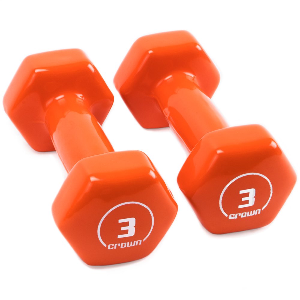 Crown Sporting Goods Brightbells Vinyl Hex Hand Weights Spectrum Series I Tropical - Colorful Coated Set of Non-Slip