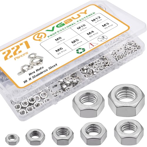 VGBUY Metric Hex Nuts Assortment Kit (227pcs)