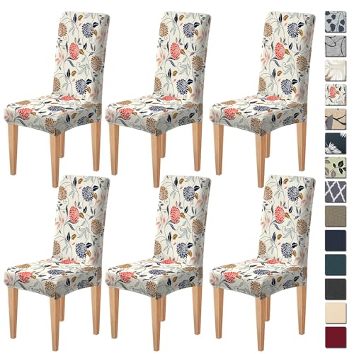 Dioxide High Stretch Chair Covers for Dining Chairs, Washable Dining Chair Covers Set of 6, Soft Kitchen Chairs Seat Covers, Parsons Chair Slipcovers Protectors for Home Hotel Restaurant Banquet