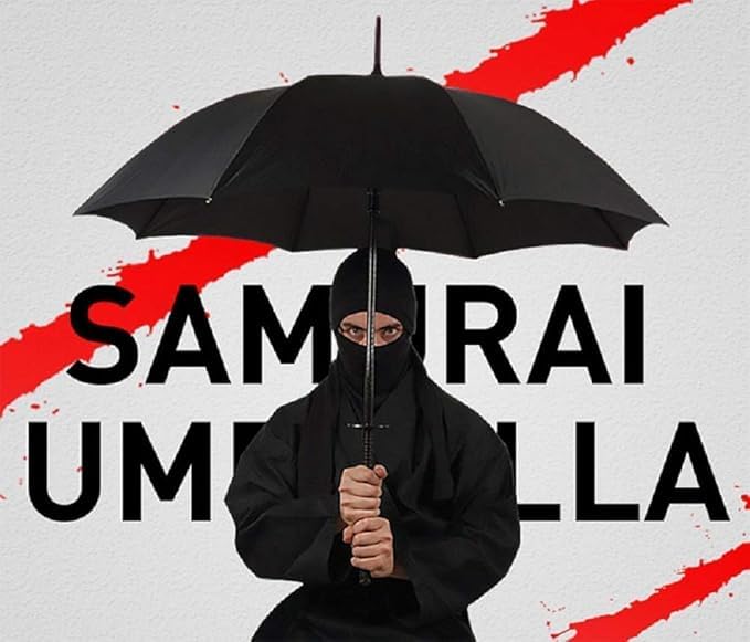 Image of Samurai Umbrella Creative Semi-Automatic Katana,Gifts For Cosplay Decoration. Windproof Outdoor Umbrella.Sun Protection Umbrella Black. (16 Bone)