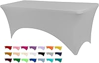 Vista 26 de Funda de mesa ajustada de 4 pies, manteles de elastano negros, manteles elásticos lavables y resistentes a las arrugas para eventos, bodas