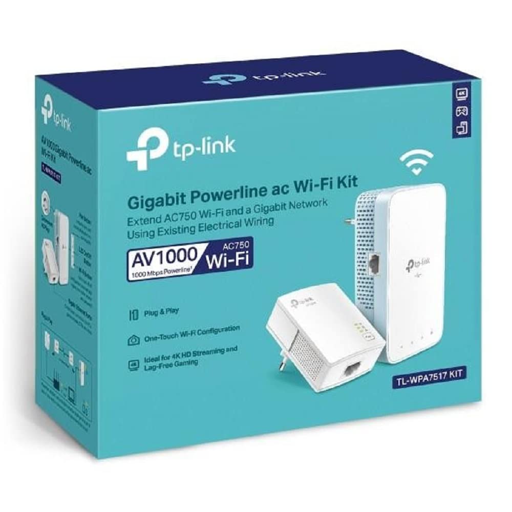 TP-Link Ac750 Av1000 Kit Adattatore Powerline Wlan Gigabit, 1000 Mbit/s, Ieee 1901, Ieee 802.3, Ieee 802.3ab, Ieee 802.3u, Tipo E/f, Gigabit Ethernet