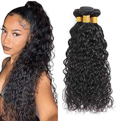 FDX 9A Water Wave Bundles of Brazilian Hair (12 14 16) Wet and Wavy Human Hair Weave Bundles Virgin Hair Extensions Natural Color