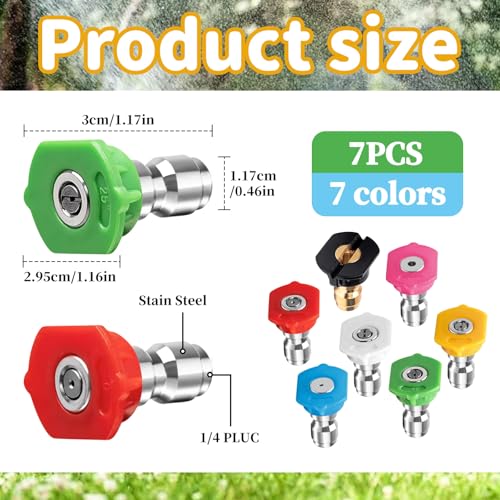 7Pcs Quick Release Pressure Washer Nozzle Tips - 1/4 Inch Multiple Degrees Connection for Car and Garden Cleaning - Image 7
