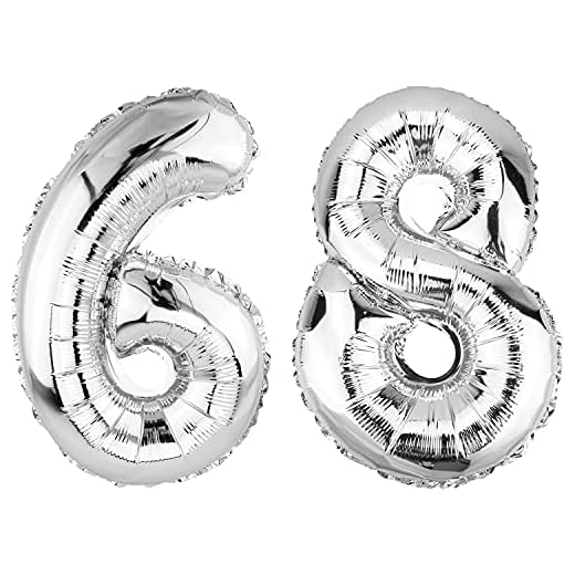 DekoRex Globo plateado de 82 cm para cumpleaños, bodas (número: 68)