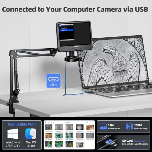 Image of JL109A 10.1 inch Digital Microscope with Screen, Flex Arm Stand