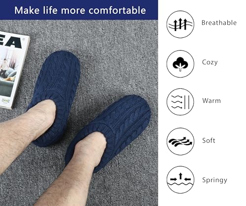 Panda Bros Mens Super Soft Warm Cozy Fuzzy Fleece-lined Winter Slipper socks With Grips, Size 6-114