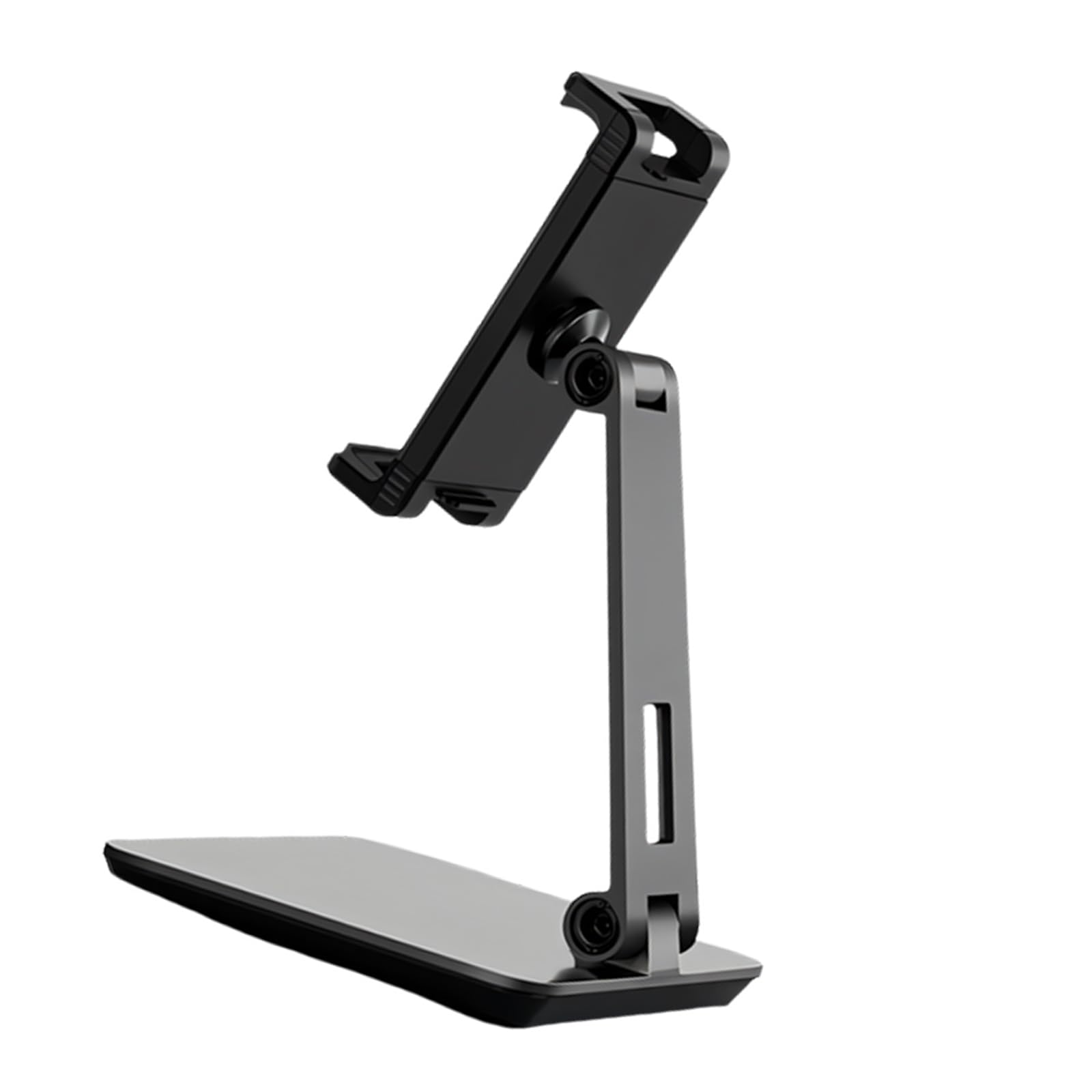 Zusammenklappbarer Aluminium-Tablet-Ständer mit 360-Grad-Drehung und sicherer Klemme für Heimbüros oder Arbeitszimmer, Schreibtischhalterung