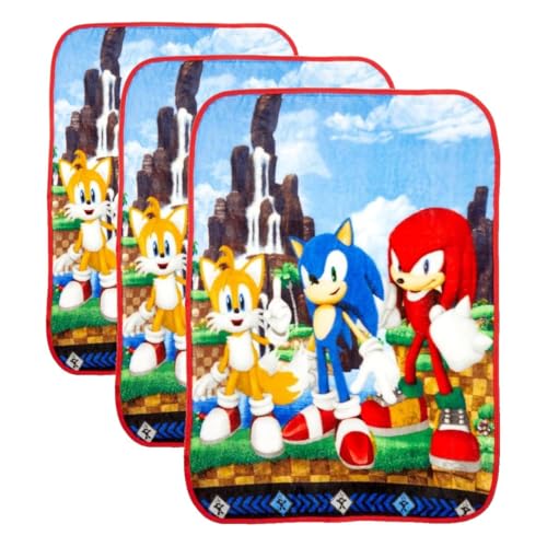 Image of Franco Sonic The Hedgehog Anime Kids Bedding Super Soft Silk Touch Throw, 40 in x 50 in, (Official Licensed Product) (Pack of 3)