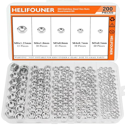 Écrous hexagonaux anticorrosion HELIFOUNER en acier inoxydable M3 à M8 pour filetages