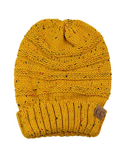 NYFASHION101 Oversized Baggy Slouchy Thick Winter Beanie Hat, Confetti Mustard