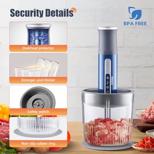 Image of Kawu Cordless Mini Food Processor, Rechargeable Mini Food Chopper for Kitchen, Portable Meat Grinder with 2 Blades, Vegetable Chopper Blenders Shredder for Kitchen Home