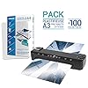 Plastificatrice A3 A4 A5 A6 A7 Pro Ultra veloce a caldo e freddo fino a 2 x 150 micron, temperatura regolabile per uso professionale intensivo, confezione con 200 buste A4