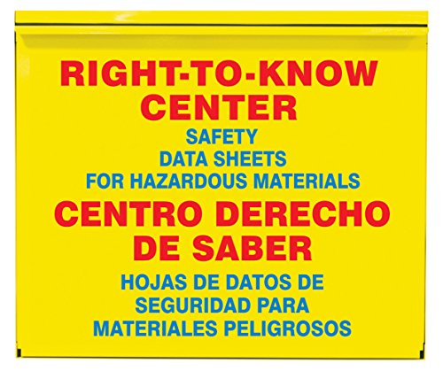 Image of Accuform SBZRS388 Right-to-Know Center, 0.035 inch Thick Steel Cabinet, 22.5 inch x 26.5 inch x 5 inch, Red /Blue on Yellow
