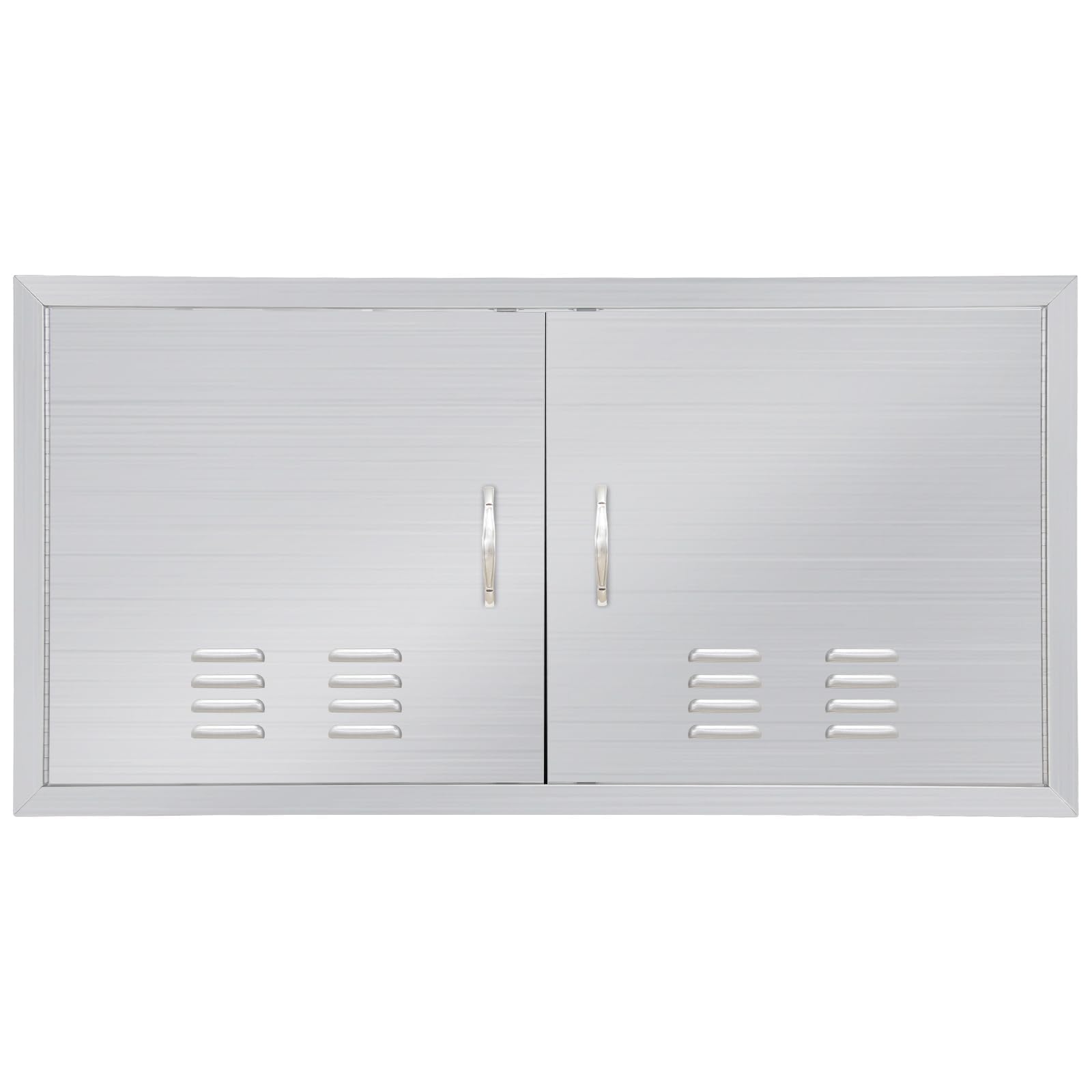 Garvee Puertas de Cocina Exterior de Acero Inoxidable con Rejilla de Ventilación 76.2 x 53.3 cm, Puerta Doble para Isla de Barbacoa, Acabado Cepillado Resistente a la Corrosión para Armarios de Jardín