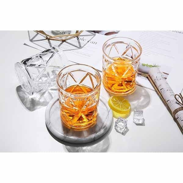 Image of Premium Whiskey Glasses Set of 6, Transparent, 310 ML, Whisky Glass, Diamond Design Bar Glass for Drinking Bourbon, Whisky, Scotch, Cocktails Old Fashioned Cocktail Tumblers (chex .$., 6)