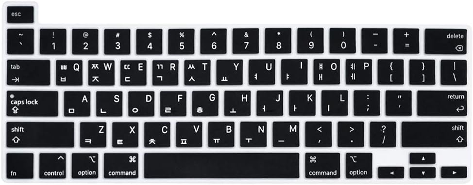 ProElife Ultra Thin Korean Keyboard Cover Skin for MacBook Pro 13 Inch 2022 2021 2020 (Apple M2 Chip/M1 Chip A2338/A2289/A2251) and 2020-2019 MacBook Pro 16 Inch (A2141) Protector (Black)