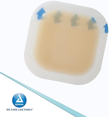 Miniatura 6 de Dynarex DynaDerm Apósitos hidrocoloides, vendajes húmedos estériles utilizados para todo tipo de heridas, 4 x 4 pulgadas, parches delgados y sin